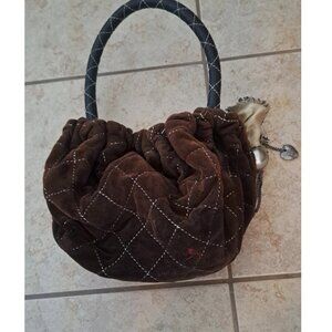 Cute Vintage Royal Juicy Couture Brown Velvet Hobo Purse Wit Ribbon  Y2K :)